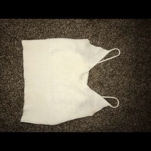 white ribbed knit crop top